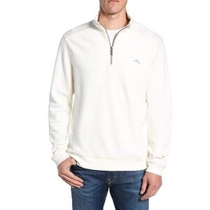 Tommy‎ Bahama XXL Pullover Sweatshirt Mens 1/4 Zip Long Sleeve Ivory